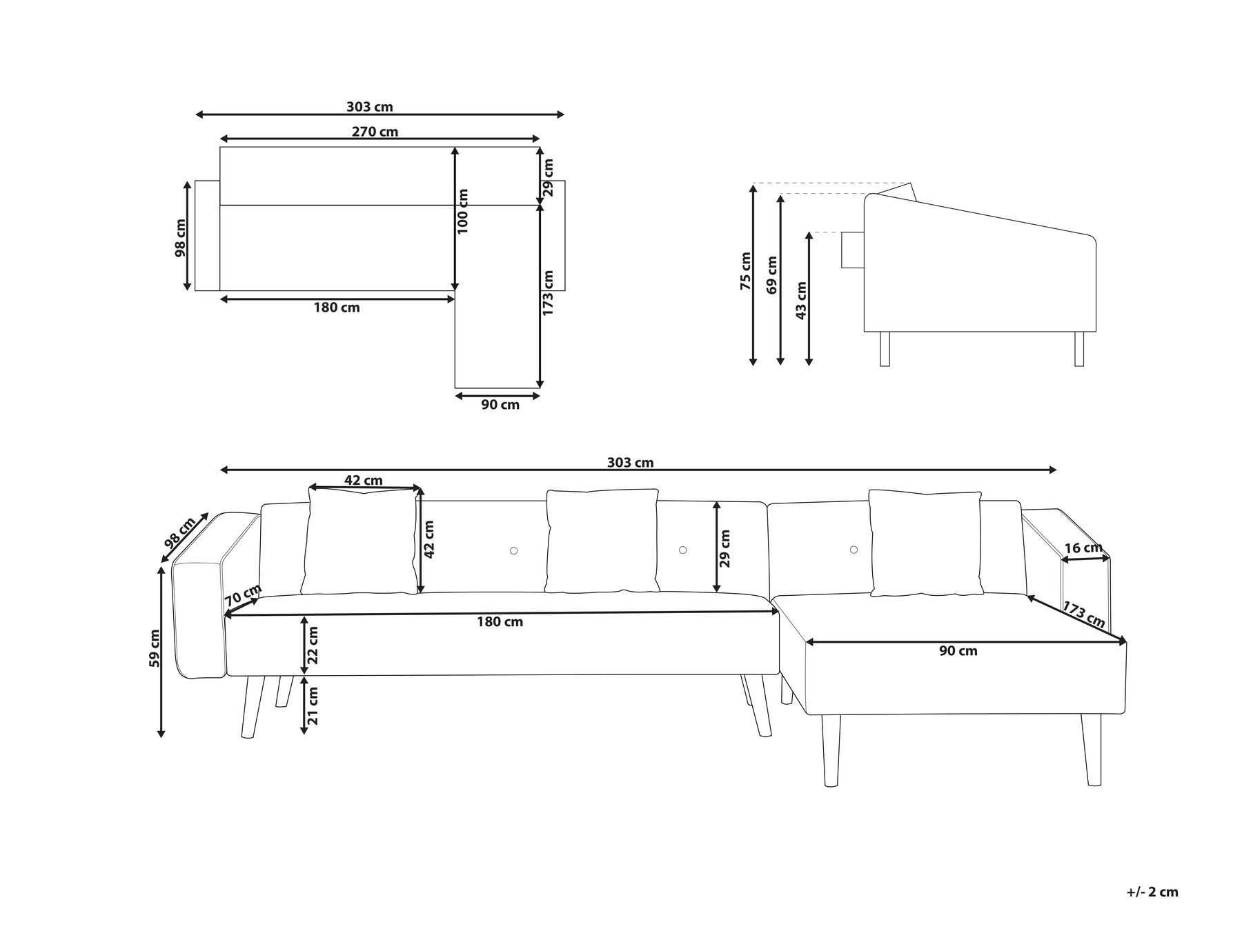 Left Hand Boucle Corner Sofa Bed White VADSO_965537 Left Hand Boucle Corner Sofa Bed White VADSO_965537