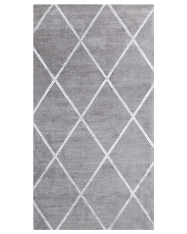 Tappeto trama geometrica grigio chiaro/argento 80 x 150 cm ATIKE