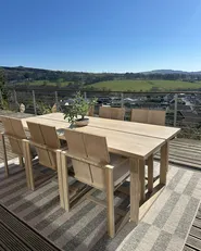 Garden Dining Set 6 Seater AZZANELLO Acacia Wood Off-White_982729