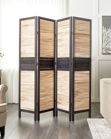 Wooden Folding 4 Panel Room Divider 170 x 164 cm Light Wood BRENNERBAD