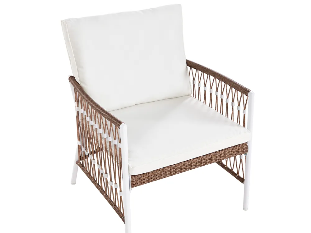 Bistro Set with Cushions LEVICO Metal White_930864
