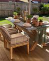 6 Seater Concrete Garden Dining Set with Chairs Beige OLBIA_932531