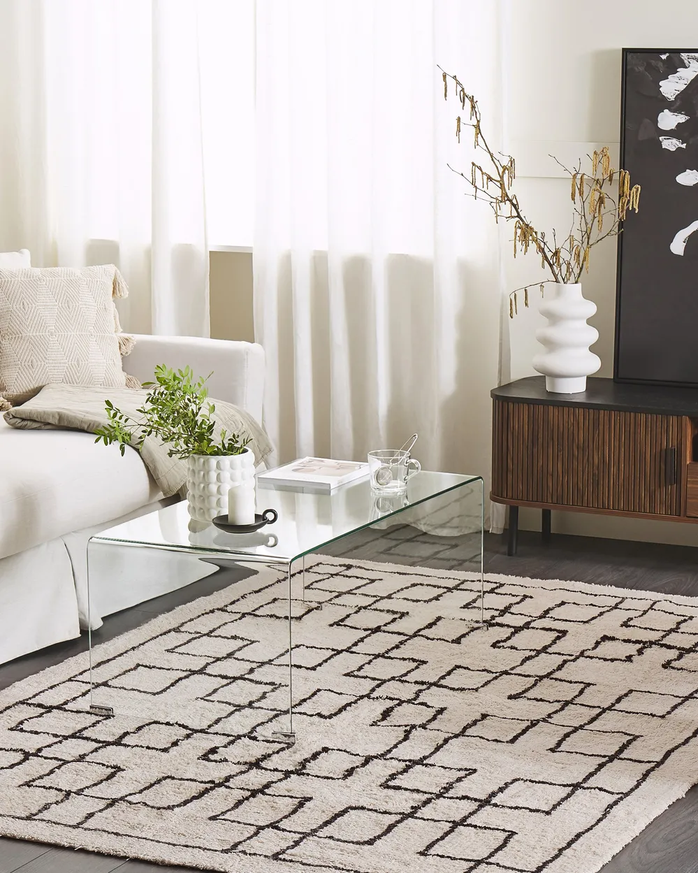 Rug TURHAL Beige 160 x 230 cm Cotton