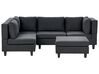 4 Seater Right Hand Modular Fabric Corner Sofa with Ottoman Black UNSTAD_924744