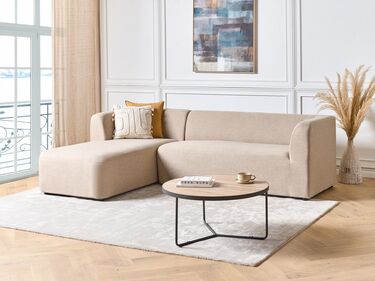 Right Hand Fabric Corner Sofa Beige LAXA