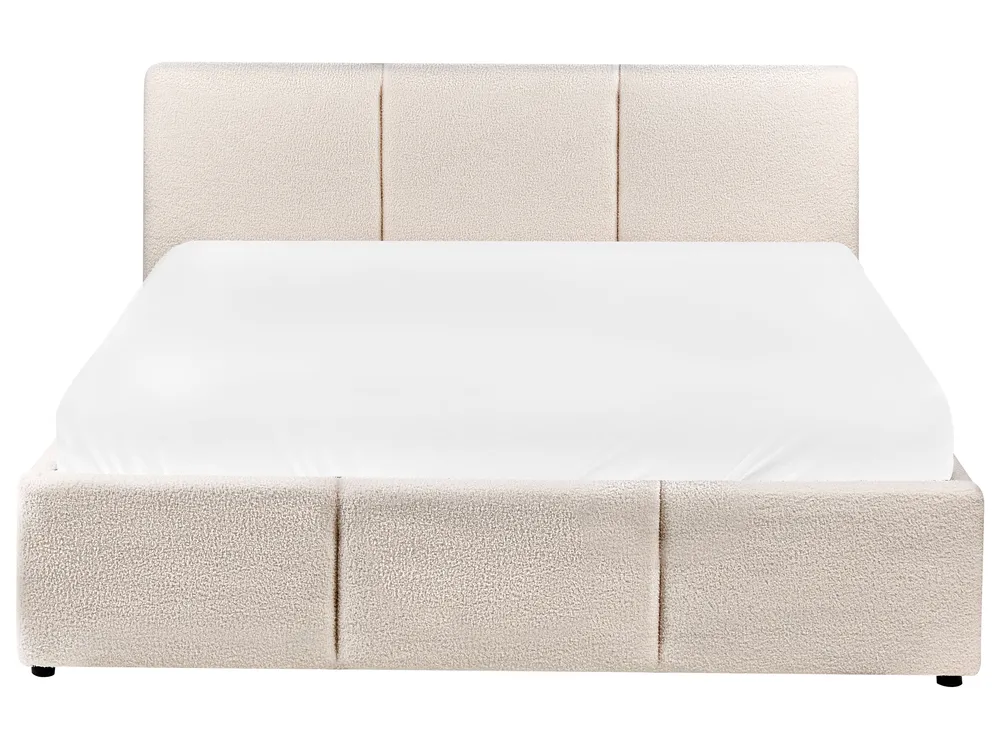 Bett mit Stauraum BOUSSE Bouclé Cremeweiss 140 x 200 cm_980050
