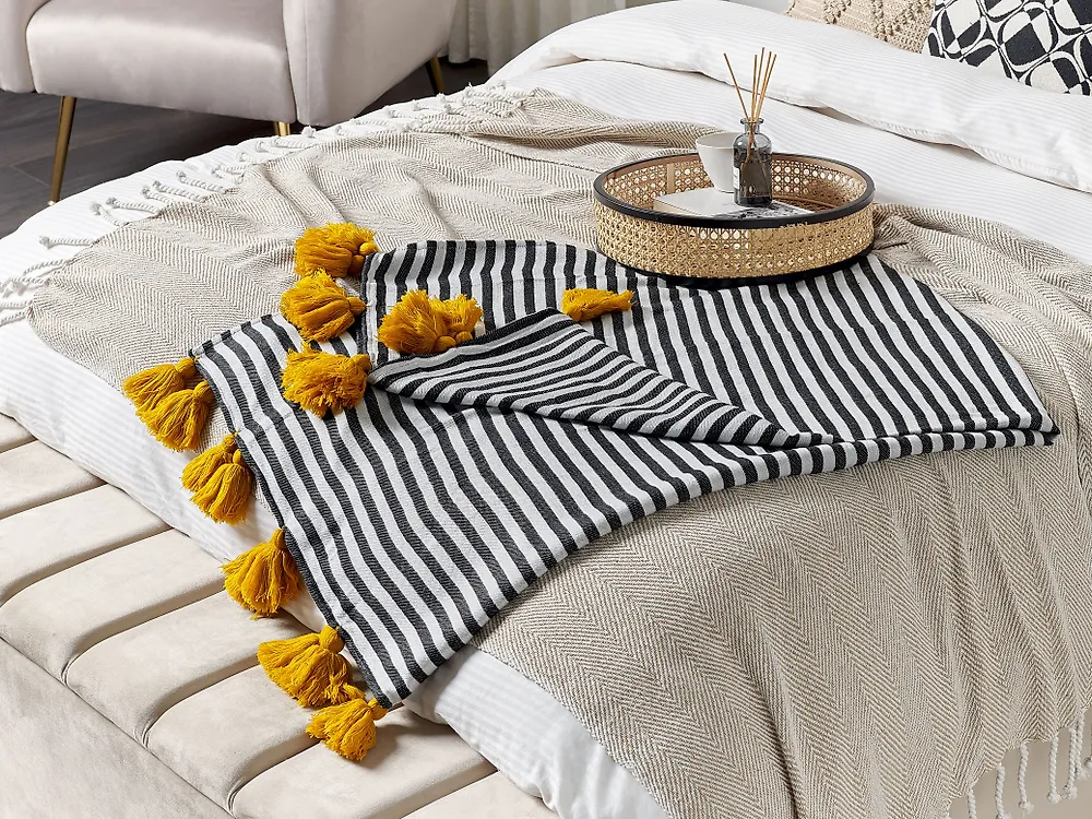 Coperta SUNWAL Tessuto 130 x 170 cm Nero/Bianco_1178368