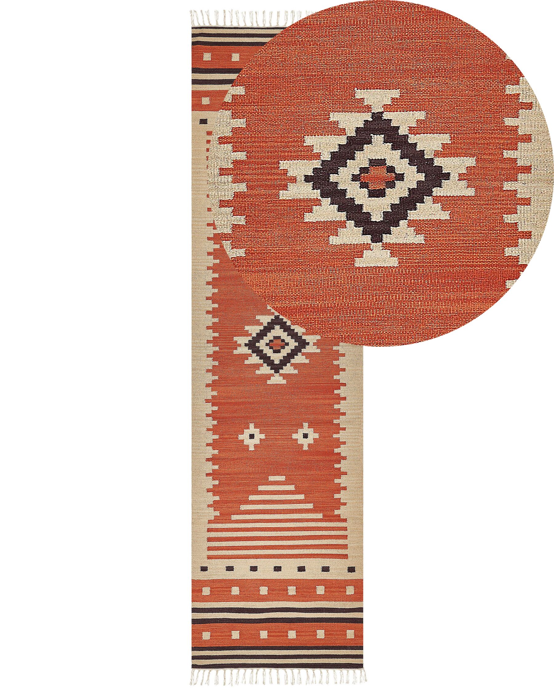 Bavlněný kelimový koberec 80 x 300 cm oranžový GAVAR_869192