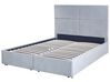 Velvet EU Double Size Ottoman Bed with Drawers Light Grey VERNOYES_861482