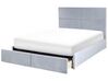 Sametová postel s úložným prostorem 160 x 200 cm světle šedá VERNOYES_861495
