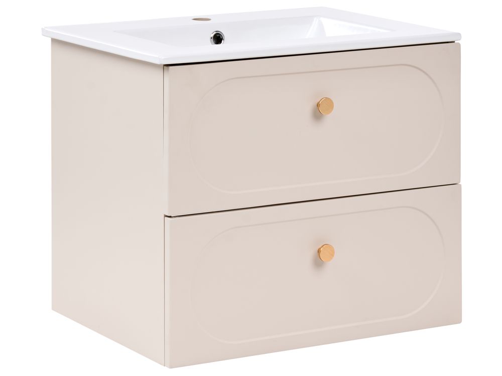 Mobile lavabo a parete con lavabo TARUMIR 60 cm Beige