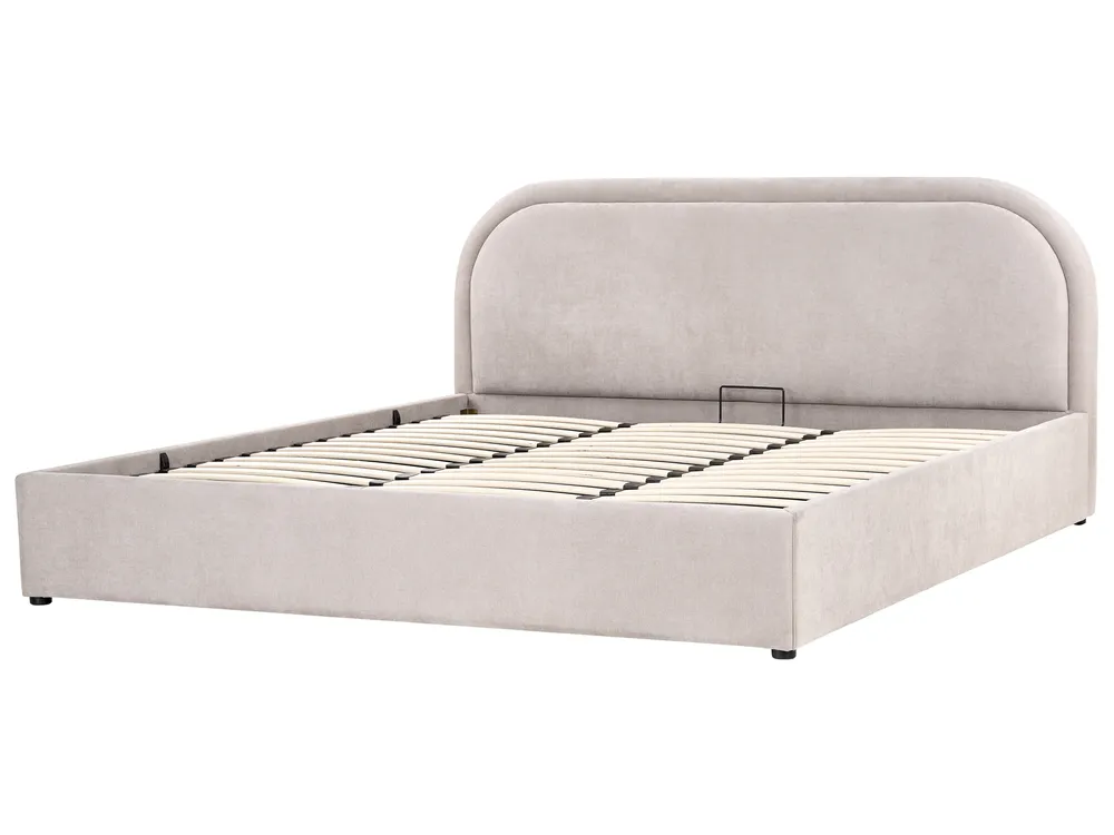 Ottoman Bed QUILLIEN Chenille Taupe 180 x 200 cm (EU Super King)_989827