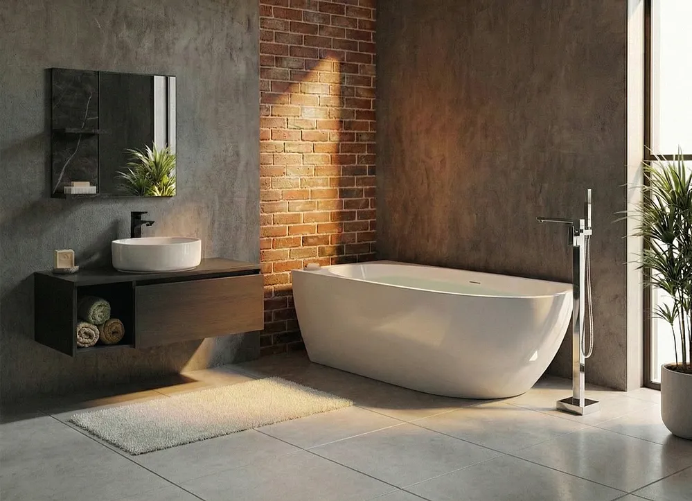 Hoekbad PARNAIBA Rechterzijde 170 x 80 cm Wit