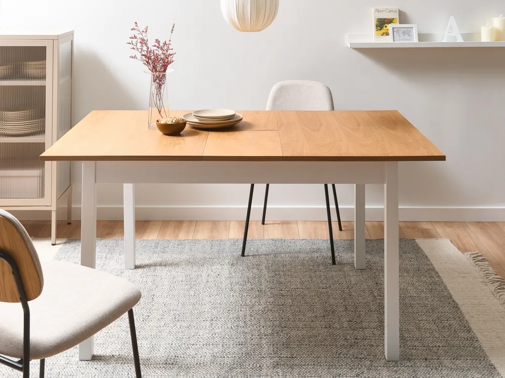 Stół do jadalni rozkładany HOUSTON Jasny brąz/ biały 120/150 cm 90 cm Drewno sosnowe
