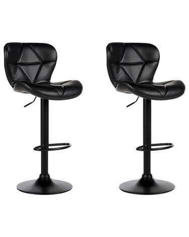 Sada 2 barových stoličiek z umelej kože čierna VALETTA II