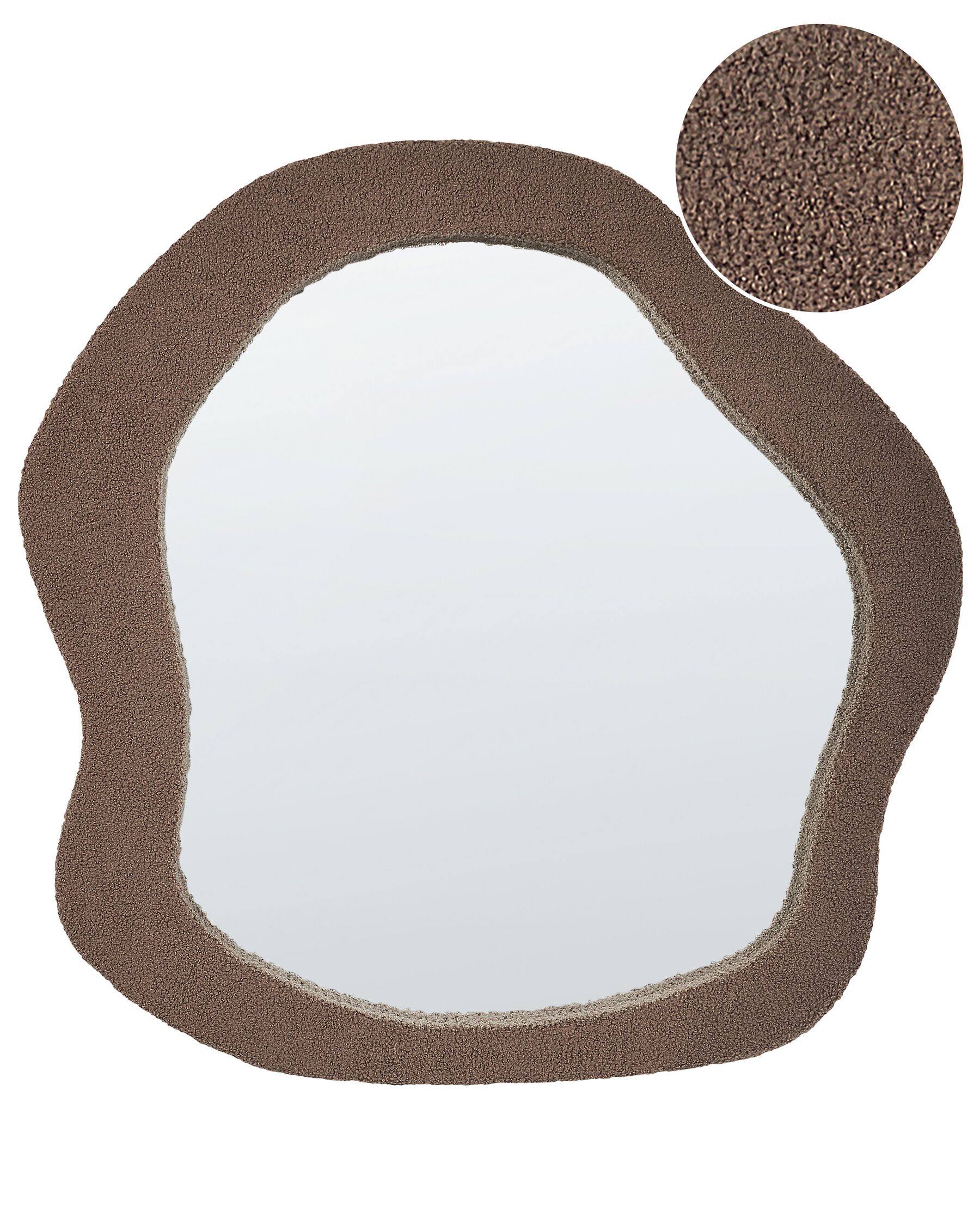 Espejo de pared de bouclé marrón 79 x 80 cm BLISMES_914830