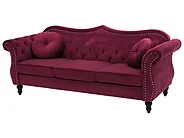 Sofa 3 Seater SKIEN II Velvet Dark Red_1161566