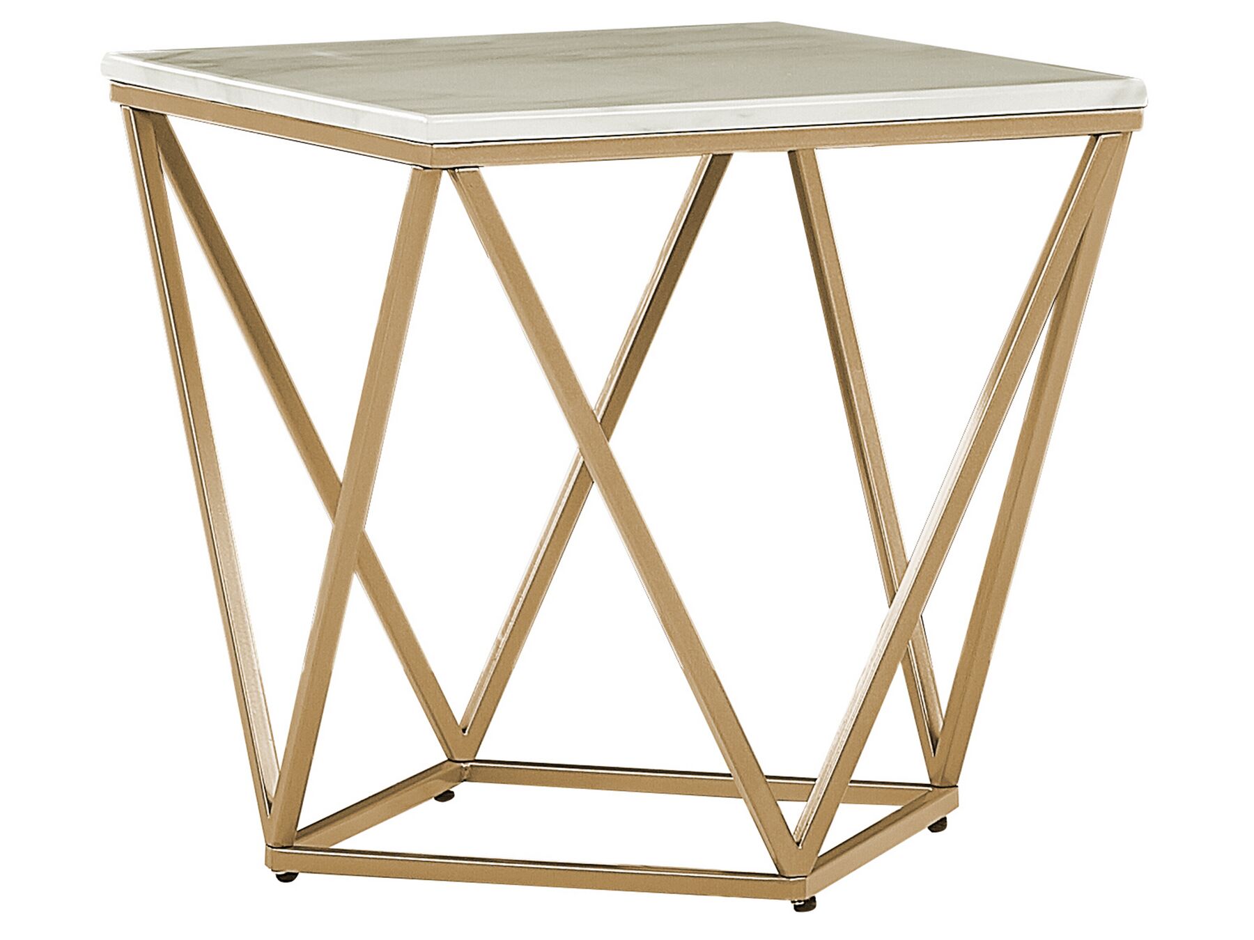 Mesa de apoio efeito de mármore creme com dourado MALIBU_791856