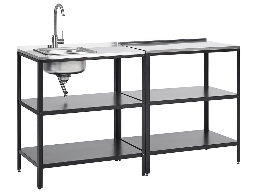 2 Piece Outdoor Kitchen Set with Sink VILAMA Black Metal