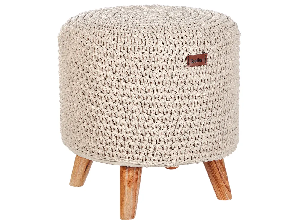 Footstool Macramé MARDAN Cotton Beige