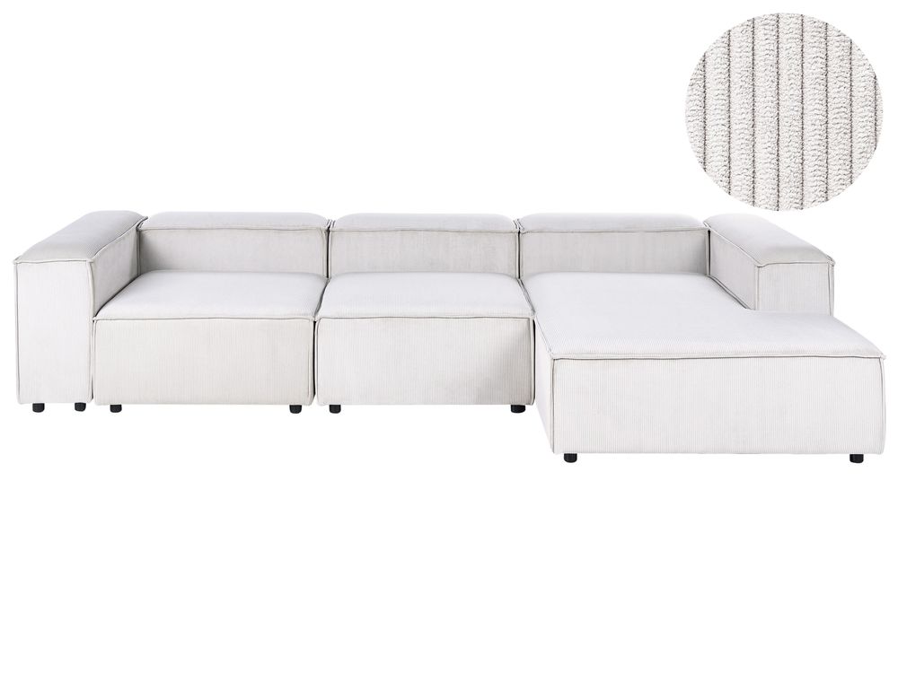 Sofá de canto modular 4 lugares ARDAL Bombazine Branco creme à esquerda