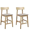 Set of 2 Bar Chairs ISANTI Wood Light Brown/ Taupe