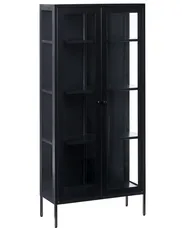 Witryna ze szklaną gablotą HARTY 80 cm Metal Czarny_850438