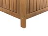 Zahradní lavička z akátového dřeva s úložným prostorem 160 cm světlá/červený polštář SOVANA_922593