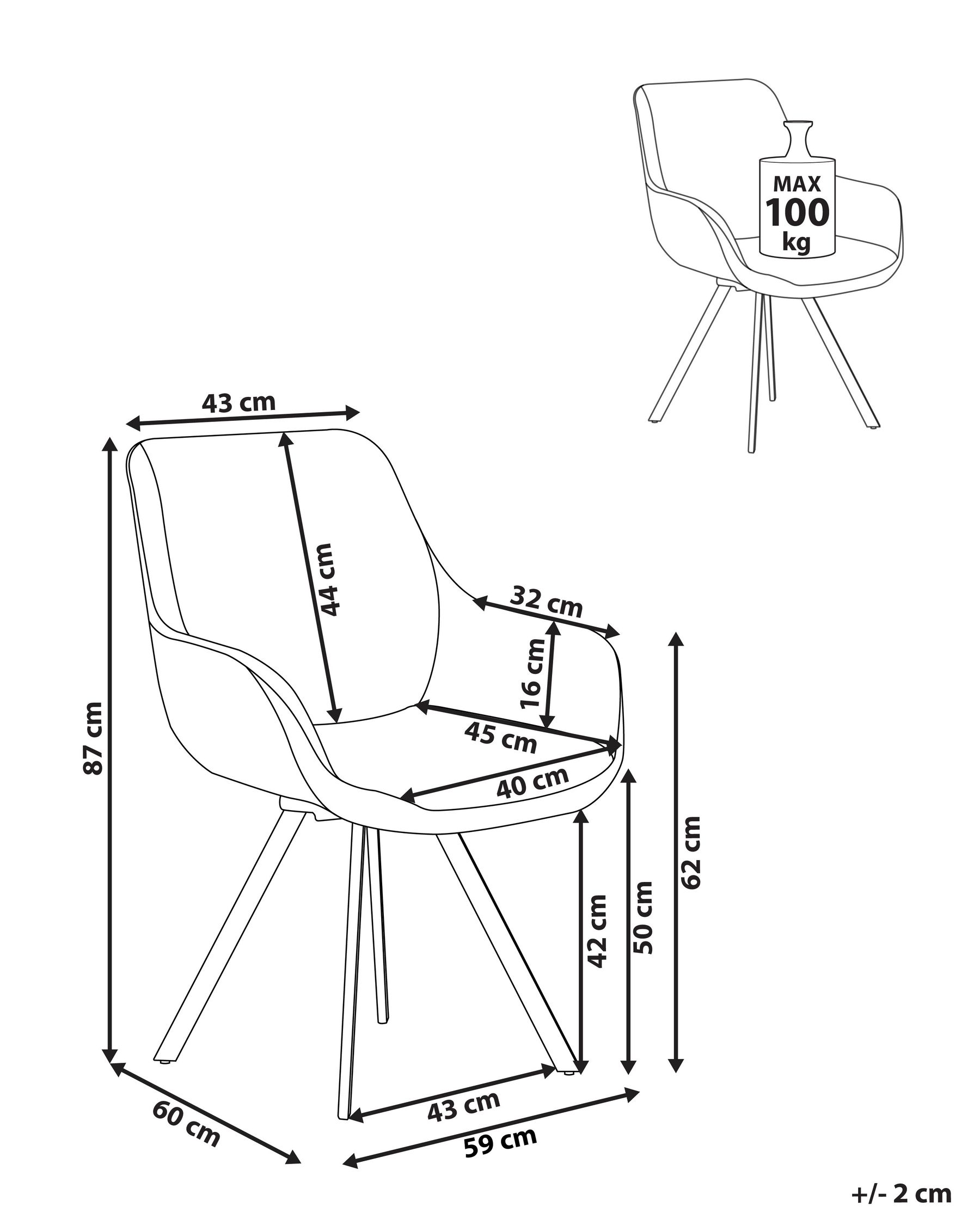 Dining Chair Swivel MARCELLUS Boucle Black/ White_965217