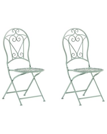 Set of 2 Metal Garden Folding Chairs Green TRENTO