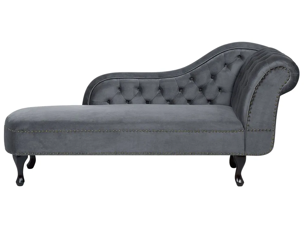 Right-Hand Chaise Longue NIMES Velvet Grey