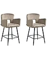 Set of 2 Bar Chairs SANILAC Velvet Taupe