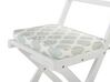 Table et 2 chaises de jardin blanches avec coussins vert menthe FIJI_764354