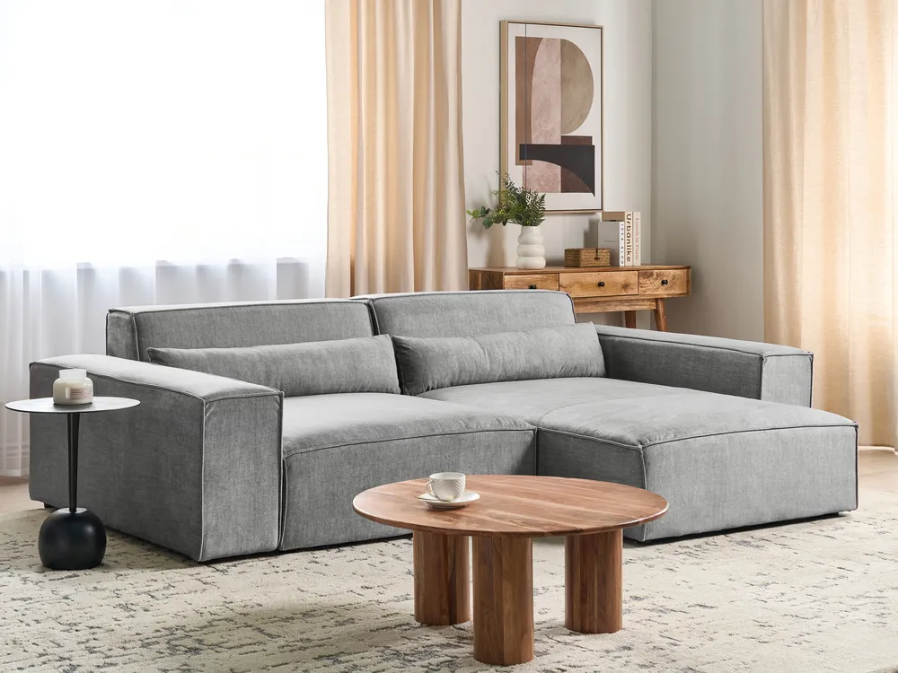 Modular Corner Sofa Seater HELLNAR Fabric Grey Left Hand