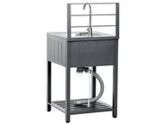 4 Piece Outdoor Kitchen Set with Sink VIGGIANO Graphite Grey Metal_1062057
