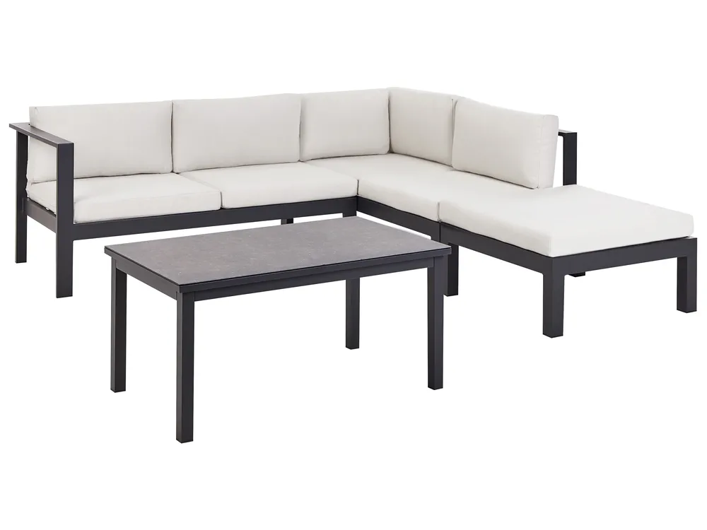 Set di divani angolari da giardino 5 posti MESSINA Metallo Bianco sporco Lato Sinistro_929522