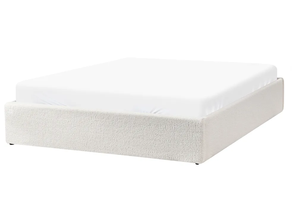 Ottoman Bed without Headboard DINAN Boucle Off-White 140 x 200 cm (EU Double)_903683