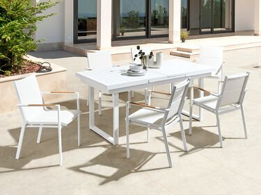 6 Seater Aluminium Garden Dining Set White VALCANETTO/BUSSETO