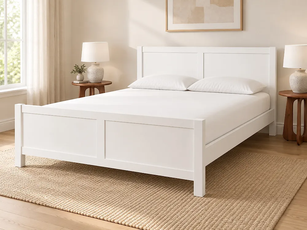 Lit avec sommier Bois CHAMPAGNAT 180 x 200 cm Blanc_1176555
