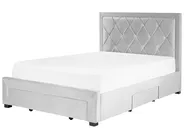 Bett mit Schubladen LIEVIN Samtstoff Hellgrau 140 x 200 cm_858057