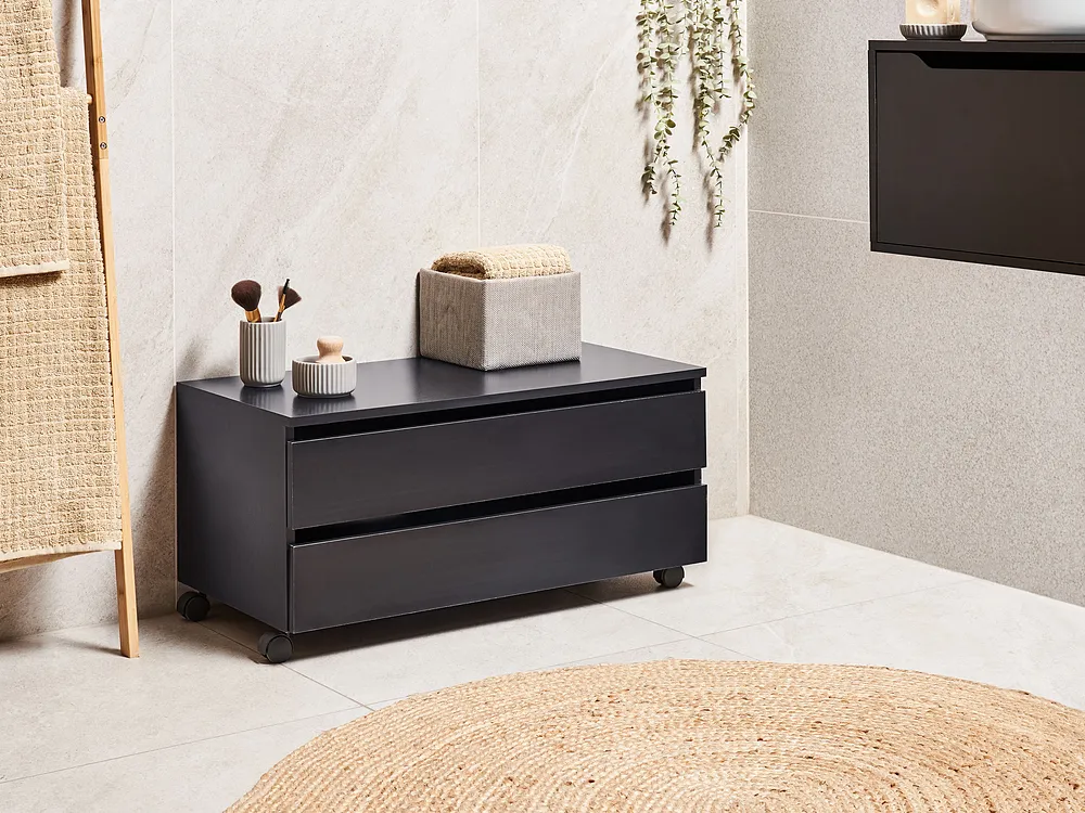 Bathroom Cabinet TERESINA 80 cm with Wheels Black_1155139