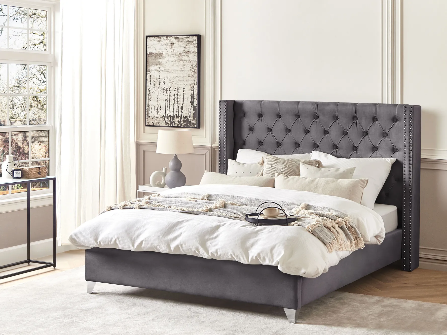 Bed Velvet LUBBON 180 x 200 cm (EU Super King) Grey_734240