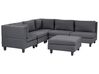 5 Seater Right Hand Modular Fabric Corner Sofa with Ottoman Dark Grey UNSTAD_924658