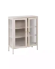 Glass Display Cabinet HARLYN  90 cm Metal Beige_1156530