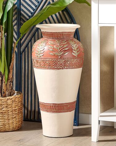 Terracotta Decorative Vase 60 cm White and Brown SEPUTIH