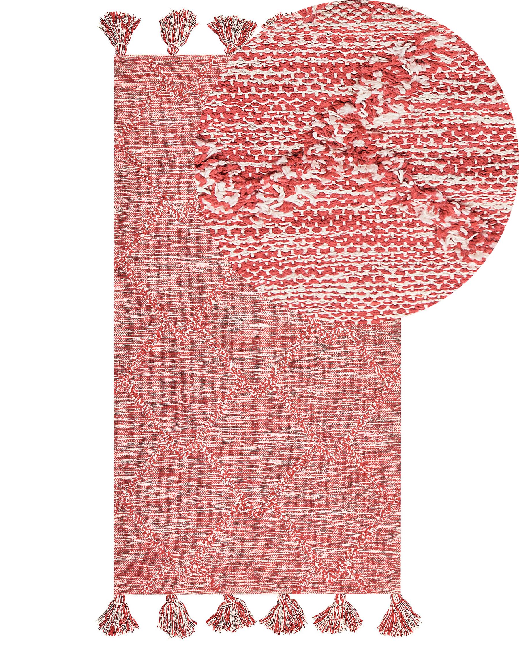Tappeto cotone rosso e bianco 80 x 150 cm NIGDE_839465