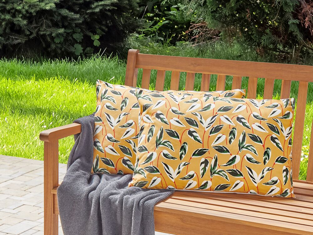 Set of 2 Outdoor Cushions Leaf Motif 40 x 60 cm Multicolour TAGGIA Beliani.no