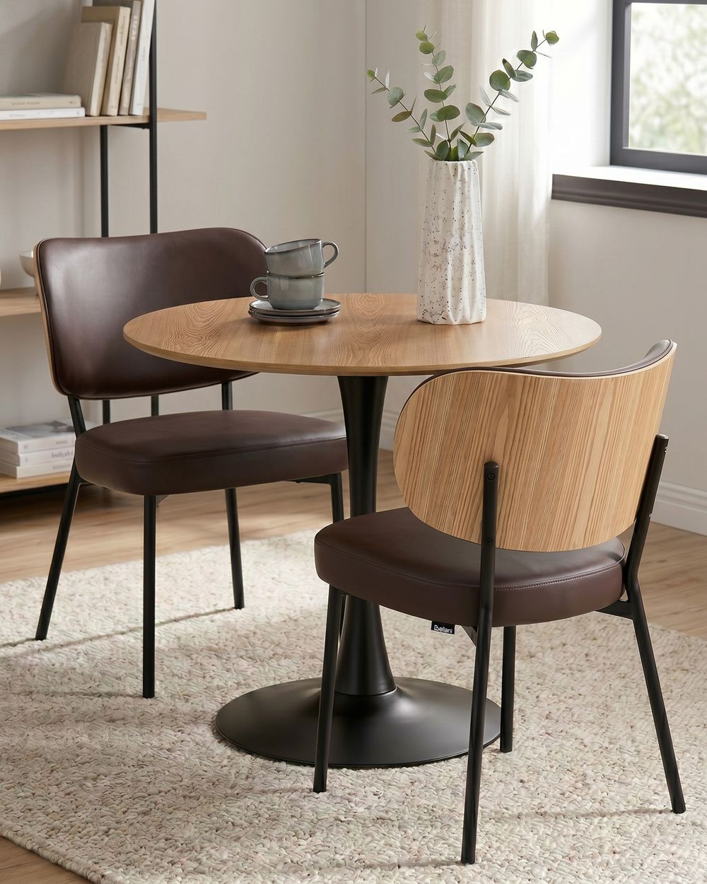 Set of 2 Dining Chairs WONDER Faux Leather Dark Brown