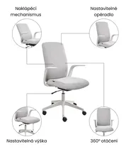 Kancelářská židle CAPTAIN Tkanina Světle šedá_1073365