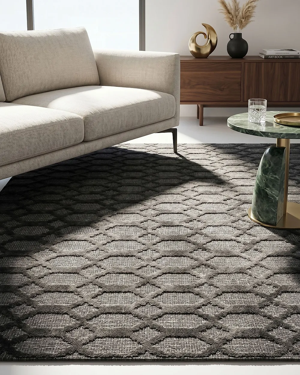 Teppich CIZRE Dunkelgrau 140 x 200 cm Viskose_1177380